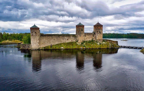 Finlandia-Savonlinna-Savonlinna castle Black Ornate Wood Framed Art Print with Double Matting by Molinari, Michele