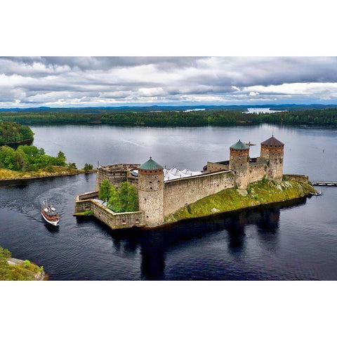 Finlandia-Savonlinna-Savonlinna castle Black Modern Wood Framed Art Print by Molinari, Michele