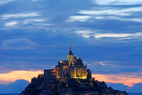 Mont St Michel-Dusk-Normandy-France Black Ornate Wood Framed Art Print with Double Matting by Bartel, Alex