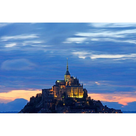 Mont St Michel-Dusk-Normandy-France Black Modern Wood Framed Art Print by Bartel, Alex