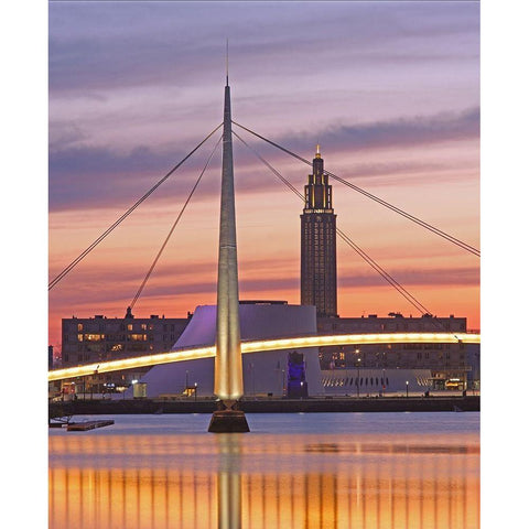 Bassin du Commerce bridge-Le Havre-France Black Modern Wood Framed Art Print by Bartel, Alex