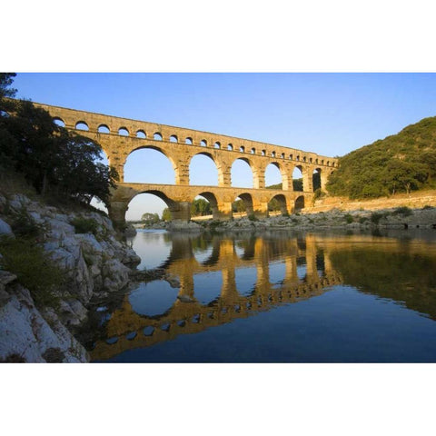 France, Avignon The Pont du Gard Roman aqueduct Gold Ornate Wood Framed Art Print with Double Matting by Zuckerman, Jim