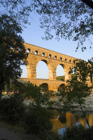 France, Avignon The Pont du Gard Roman aqueduct White Modern Wood Framed Art Print with Double Matting by Zuckerman, Jim