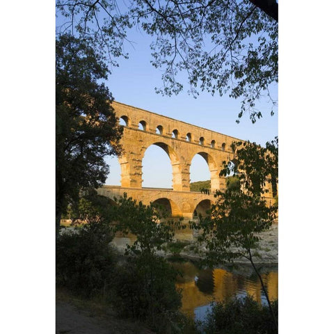 France, Avignon The Pont du Gard Roman aqueduct White Modern Wood Framed Art Print by Zuckerman, Jim