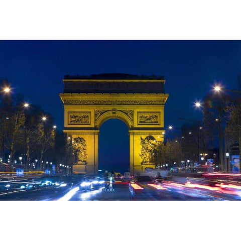 France, Paris The Arc de Triomphe at twilight Black Modern Wood Framed Art Print by Zuckerman, Jim