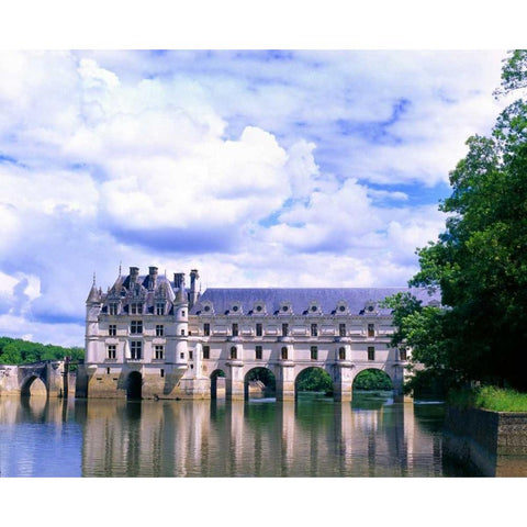France, Loire Valley Chateau de Chenonceau Black Modern Wood Framed Art Print with Double Matting by Zuckerman, Jim
