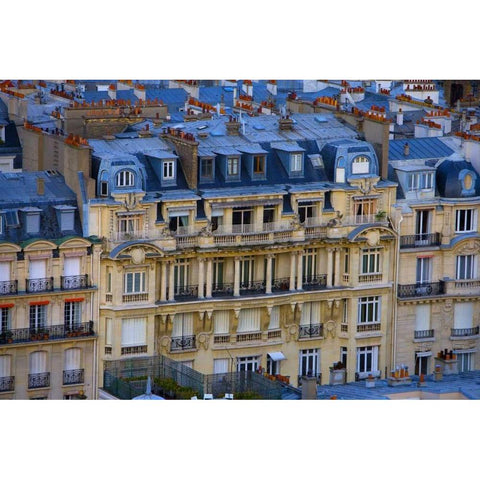 France, Paris Aerial cityscape of downtown Paris Black Modern Wood Framed Art Print with Double Matting by Zuckerman, Jim