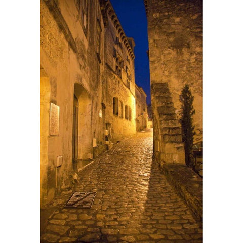 France, Provence Deserted street inside castle Black Modern Wood Framed Art Print with Double Matting by Lord, Fred