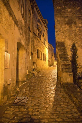 France, Provence Deserted street inside castle Black Ornate Wood Framed Art Print with Double Matting by Lord, Fred