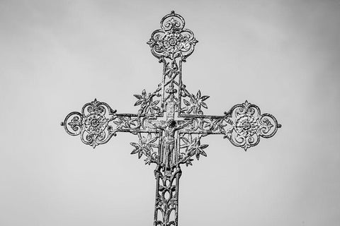France-Giverny Iron cross  White Modern Wood Framed Art Print with Double Matting by Jaynes Gallery