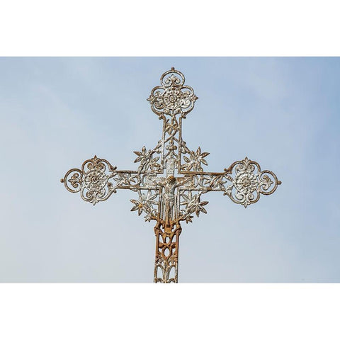 France-Giverny Detail of iron cross  Gold Ornate Wood Framed Art Print with Double Matting by Jaynes Gallery