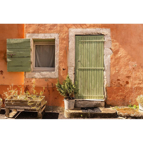 Europe-France-Cereste-Weathered old house exterior Black Modern Wood Framed Art Print by Jaynes Gallery