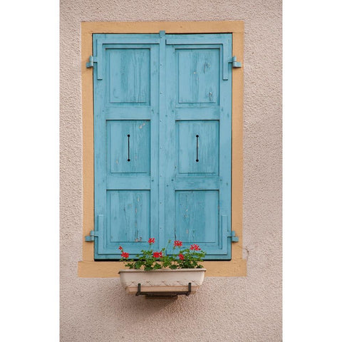 France-Burgundy A rustic window graces a building in the Burgundy village of Louhans Black Modern Wood Framed Art Print by Sederquist, Betty