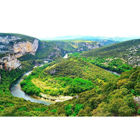 The Gorges de lArdeche near Pas du Mousse-France Black Modern Wood Framed Art Print with Double Matting by Brack, Dennis
