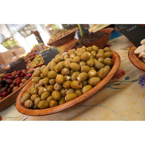 Olives in the Sunday market in Beaune-France Gold Ornate Wood Framed Art Print with Double Matting by Brack, Dennis