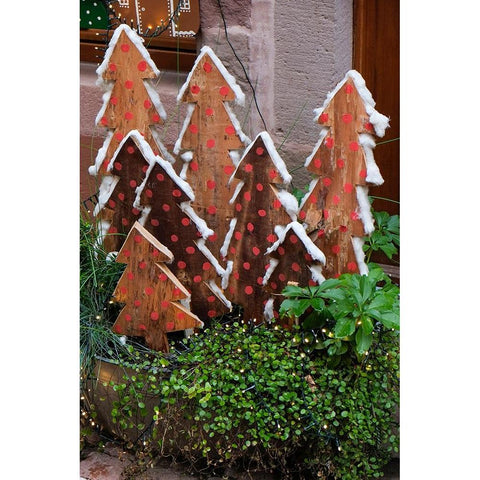 Riquewihr-France Village established in the 1400s in the Alsace Region Christmas decor Black Modern Wood Framed Art Print with Double Matting by McRoberts, Julien