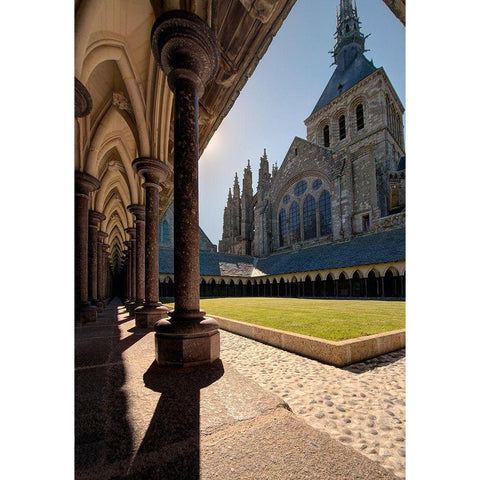 Abbey at Mont Saint-Michel on the Normandy coast of France White Modern Wood Framed Art Print by Steve Mohlenkamp