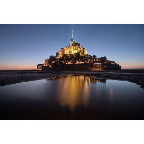 Mont Saint-Michel on the Normandy coast of France Black Modern Wood Framed Art Print with Double Matting by Steve Mohlenkamp