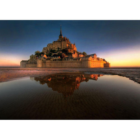 Mont Saint-Michel on the Normandy coast of France Gold Ornate Wood Framed Art Print with Double Matting by Steve Mohlenkamp