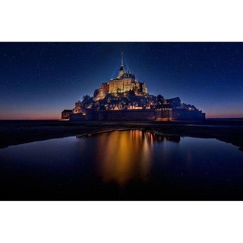 Mont Saint-Michel on the Normandy coast of France Gold Ornate Wood Framed Art Print with Double Matting by Steve Mohlenkamp