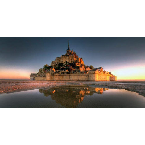 Mont Saint-Michel on the Normandy coast of France Gold Ornate Wood Framed Art Print with Double Matting by Steve Mohlenkamp
