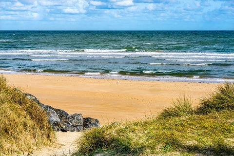 Omaha Beach- Normandy- France Black Ornate Wood Framed Art Print with Double Matting by Perry, William