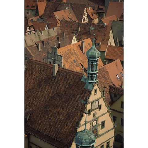 Germany, Rothenburg, Overview of rooftops Gold Ornate Wood Framed Art Print with Double Matting by Satushek, Steve