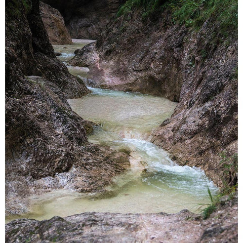 Germany-Berchtesgaden-Almbach Gorge and Waterfall Black Modern Wood Framed Art Print by Looney, Hollice