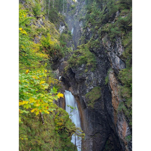 Waterfall in gorge of Gaisalpbach near Oberstdorf in the Allgau-Germany-Bavaria White Modern Wood Framed Art Print by Zwick, Martin