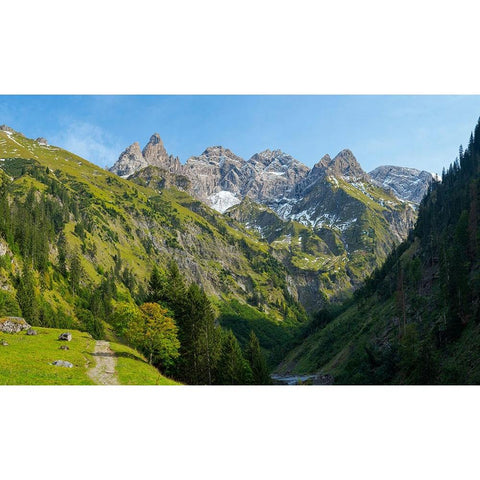 Mount Trettachspitze and mount Madelegabel in the Allgau Alps-Germany-Bavaria Black Modern Wood Framed Art Print by Zwick, Martin