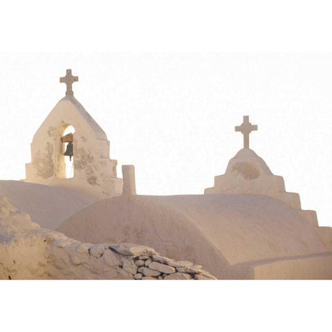 Greece, Cyclades, Mykonos Bell of a Church Black Modern Wood Framed Art Print with Double Matting by Noble Gardner, Nancy