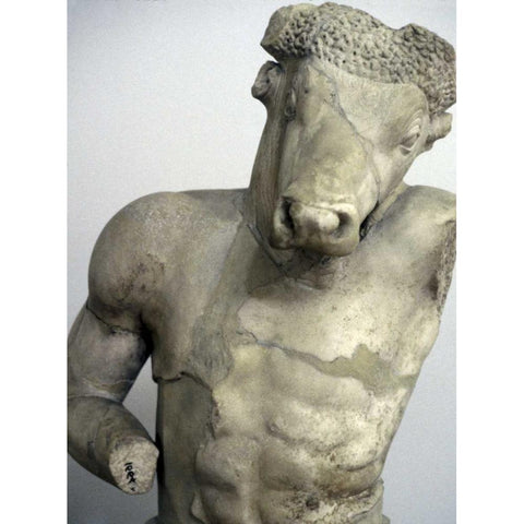 Greece, Athens Marble statue of a Minotaur Gold Ornate Wood Framed Art Print with Double Matting by Noble Gardner, Nancy