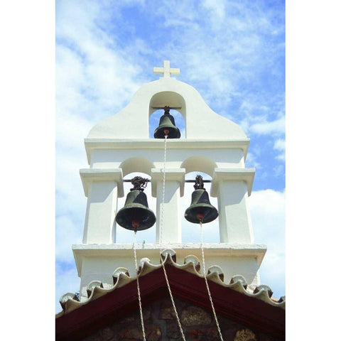 Greece, Island of Hydra Bells on a chapel Black Modern Wood Framed Art Print with Double Matting by Noble Gardner, Nancy