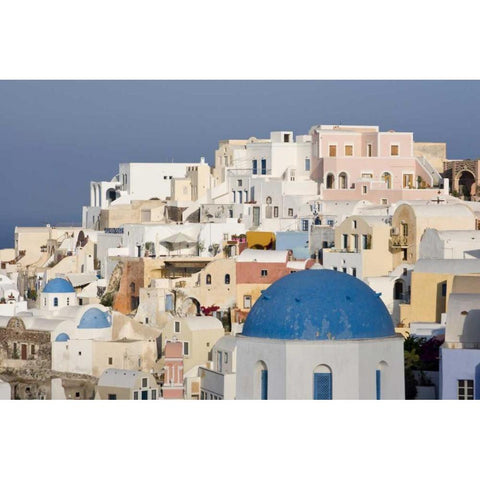 Greece, Santorini, Thira, Oia City Overlook Black Modern Wood Framed Art Print with Double Matting by Young, Bill