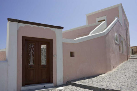 Greece, Santorini, Thira, Oia Villa with door Black Ornate Wood Framed Art Print with Double Matting by Young, Bill