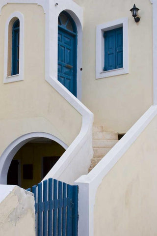 Greece, Santorini, Thira, Oia House Exterior Black Ornate Wood Framed Art Print with Double Matting by Young, Bill