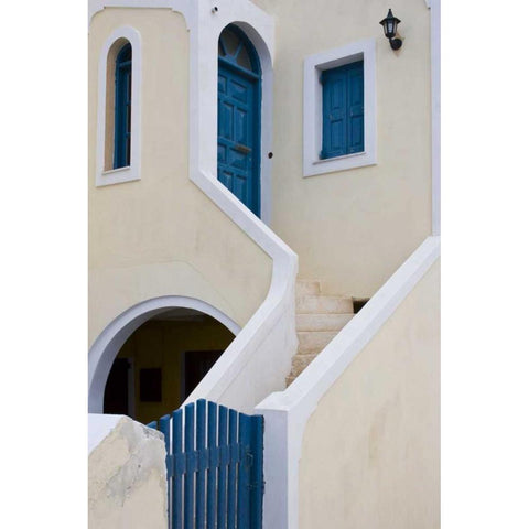 Greece, Santorini, Thira, Oia House Exterior Black Modern Wood Framed Art Print by Young, Bill