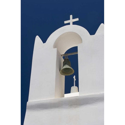 Greece, Santorini White church bell tower Gold Ornate Wood Framed Art Print with Double Matting by Young, Bill