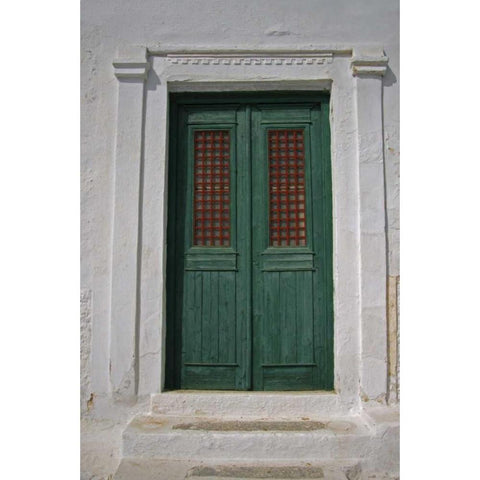 Greece, Chora Doorway to Neo- Classical house White Modern Wood Framed Art Print by Noble Gardner, Nancy