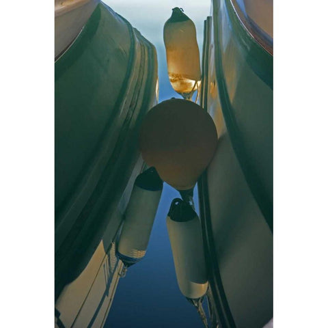 Greece, Paros, Naoussa Fishing boats and floats Black Modern Wood Framed Art Print by Noble Gardner, Nancy