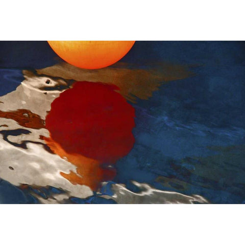 Greece, Aegean Fishing boat creates reflection Black Modern Wood Framed Art Print by Noble Gardner, Nancy