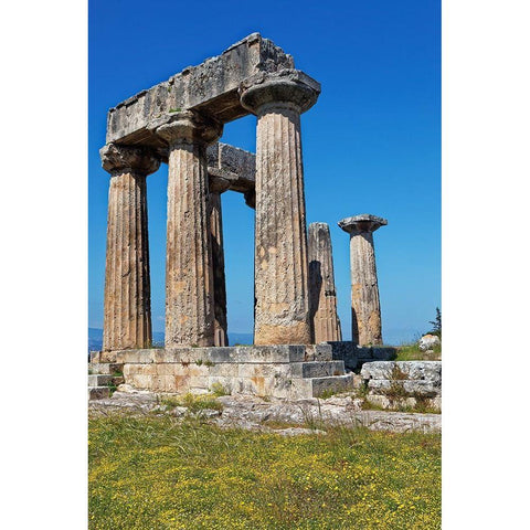 Greece-Corinth Ruins of Temple of Apollo  Black Modern Wood Framed Art Print by Jaynes Gallery