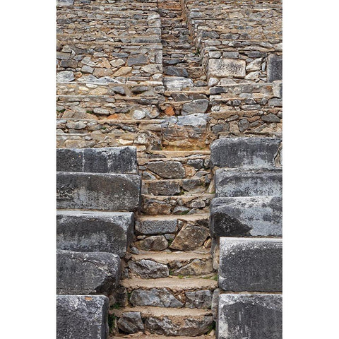 Greece-Philippi Stairs and seats at ruins of ancient stadium  White Modern Wood Framed Art Print by Jaynes Gallery