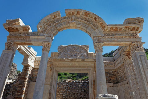 Turkey-Ephesus Temple of Hadrian in ancient Roman city  Black Ornate Wood Framed Art Print with Double Matting by Jaynes Gallery