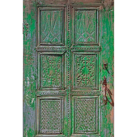 Turkey-Ephesus Details on faded door at ancient city  Black Modern Wood Framed Art Print with Double Matting by Jaynes Gallery