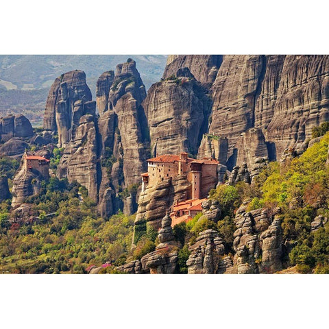 Greece-Meteora Greek Orthodox monasteries in the mountains Gold Ornate Wood Framed Art Print with Double Matting by Jaynes Gallery