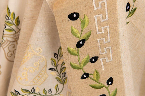 Traditional Grecian motif souvenir textile Black Ornate Wood Framed Art Print with Double Matting by Hopkins, Cindy Miller