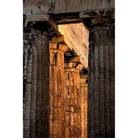 Parthenon columns on the Acropolis in Athens-Greece White Modern Wood Framed Art Print by Steve Mohlenkamp