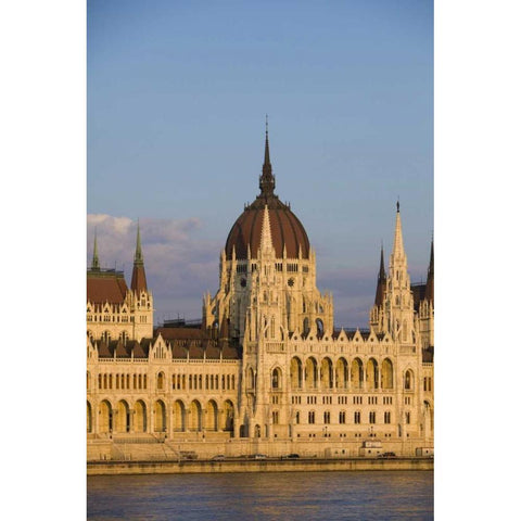 Hungary, Budapest Parliament Building Black Modern Wood Framed Art Print with Double Matting by Zuckerman, Jim