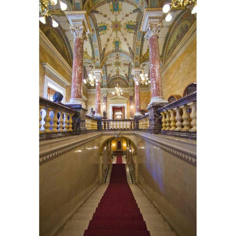 Hungary, Budapest Parliament Building Interior Black Modern Wood Framed Art Print by Zuckerman, Jim